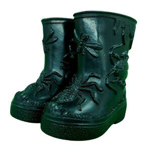 Halloween Toddler Kids Dress Up Pretend Play Spooky Rain Boots Black Size 4